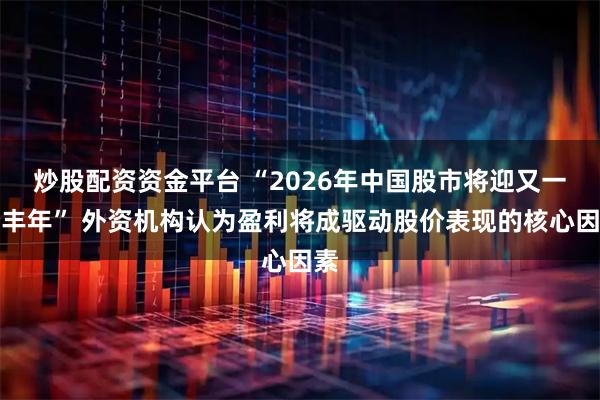 炒股配资资金平台 “2026年中国股市将迎又一个丰年” 外资机构认为盈利将成驱动股价表现的核心因素