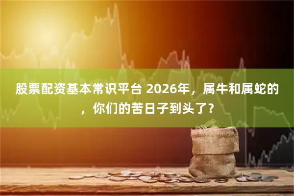 股票配资基本常识平台 2026年，属牛和属蛇的，你们的苦日子到头了？